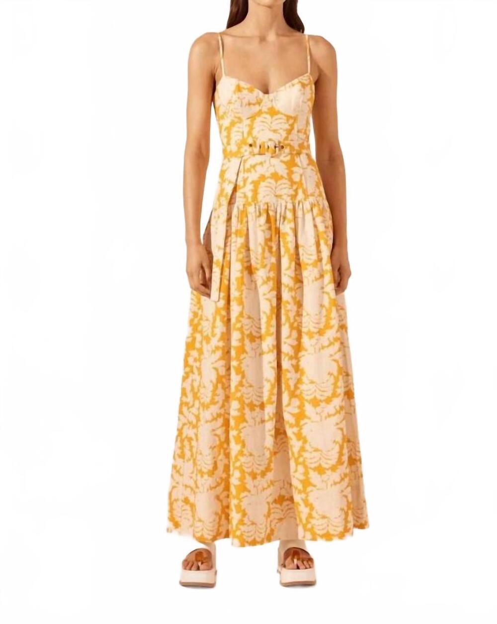 NEW SHONA JOY dulce panelled bustier maxi dress in canary/ivory